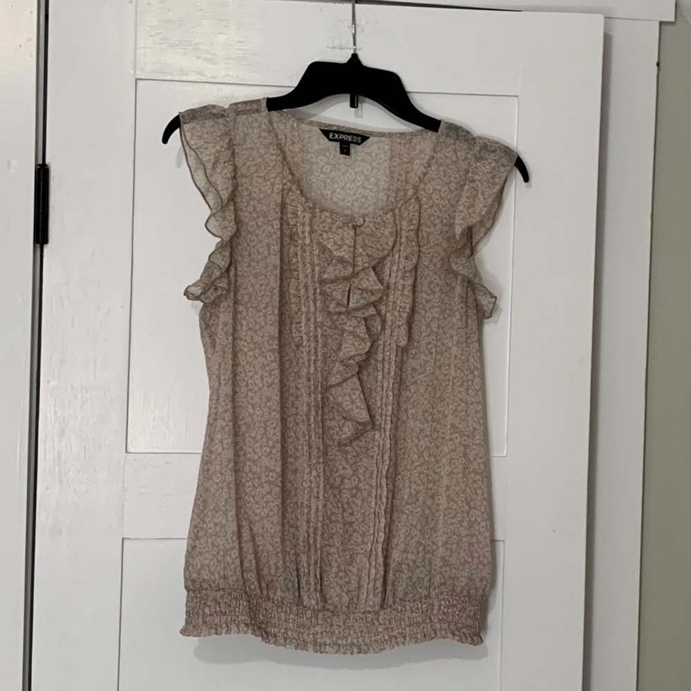 Express Sheer Floral Blouse With Ruffles